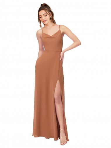 Trapèze Mousseline Longue Robes demoiselle d'honneur