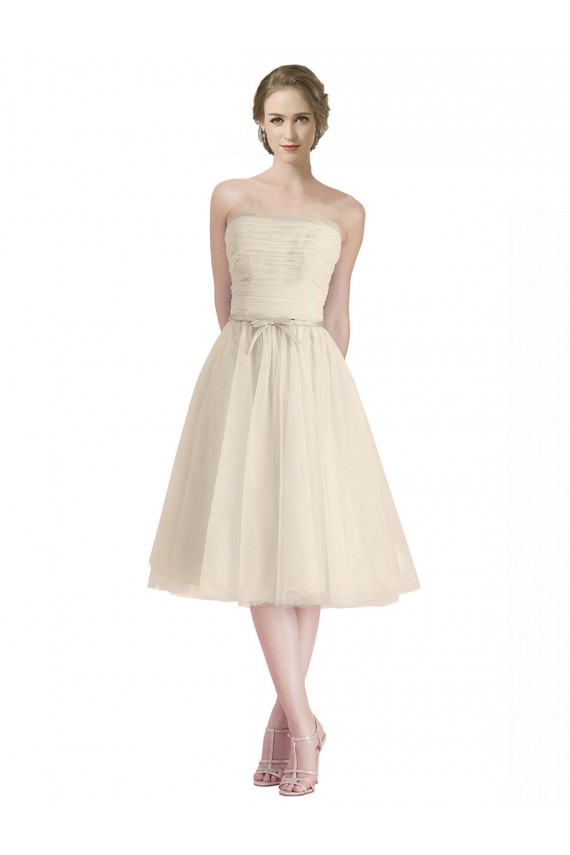 Trapèze Sans bretelle Tulle Courte Robes demoiselle d'honneur / Robes de cocktail