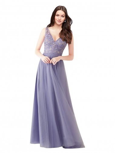 Trapèze Tulle Dentelle Longue Robes demoiselle d'honneur