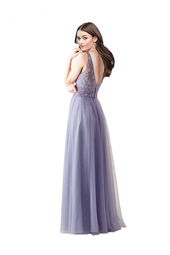 Trapèze Tulle Dentelle Longue Robes demoiselle d'honneur