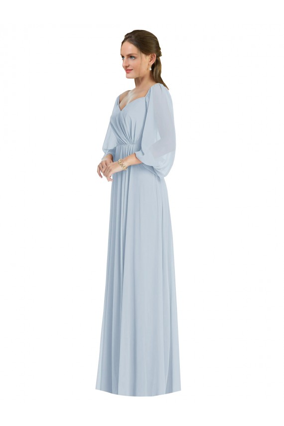 Trapèze Épaule Dénudée Mousseline Longue Formelles Robes demoiselle d'honneur / Robes de soirée