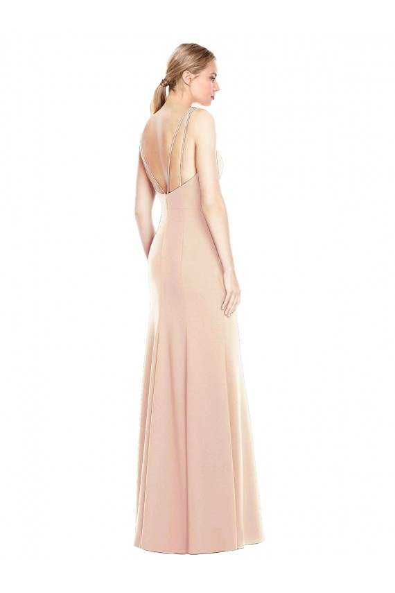 Trompette Bateau Crêpe Stretch Longue Robes demoiselle d'honneur / Robes de bal