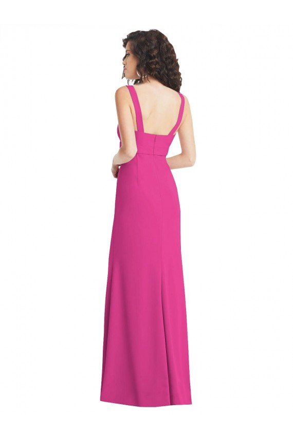 Trompette Col Carré Crêpe Stretch Longue Robes demoiselle d'honneur / Robes de bal