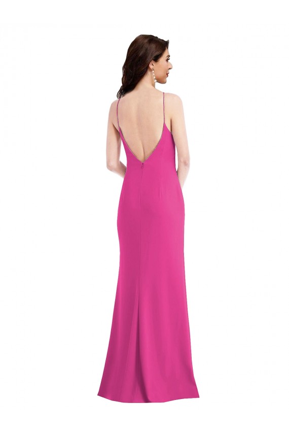 Trompette Licou Col Haut Crêpe Stretch Longue Formelles Robes demoiselle d'honneur / Robes de soirée / Robes de bal
