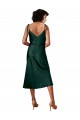 Vert Chasseur Fourreau midi Satiné Stretch Courte Robes demoiselle d'honneur / Robes de soirée / Robes de cocktail