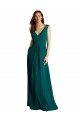 Vert Chasseur Trapèze Col V Mousseline Dentelle Longue Robes demoiselle d'honneur