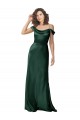 Vert Chasseur Trapèze Épaule Dénudée Bretelles spaghetti Satiné Stretch Longue Formelles Robes demoiselle d'honneur / Robes de soirée / Robes de bal