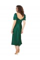Vert Chasseur Trapèze midi Satiné Soyeux Courte Robes demoiselle d'honneur / Robes de soirée / Robes de bal