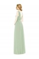 Vert Sauge Trapèze Bretelles spaghetti Mousseline Longue Robes demoiselle d'honneur