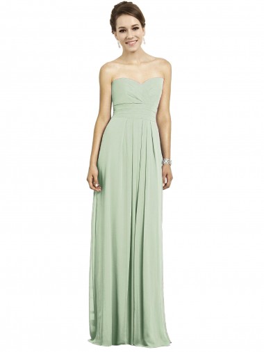 Vert Sauge Trapèze Mousseline Longue Robes demoiselle d'honneur