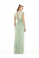 Vert Sauge Trapèze Mousseline Longue Robes demoiselle d'honneur