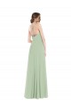 Vert Sauge Trapèze Scoop Mousseline Longue Robes demoiselle d'honneur