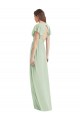 Vert Sauge Trompette Col V Mousseline Longue Robes demoiselle d'honneur