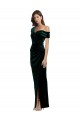 Vert foncé Fourreau Épaule Dénudée Velours Stretch Longue Asymétrique Formelles Robes demoiselle d'honneur / Robes de soirée / Robes de bal