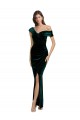 Vert foncé Fourreau Épaule Dénudée Velours Stretch Longue Asymétrique Formelles Robes demoiselle d'honneur / Robes de soirée / Robes de bal