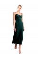Vert foncé Trapèze Bretelles spaghetti midi Velours Stretch Courte Robes demoiselle d'honneur / Robes de bal / Robes de cocktail