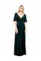 Vert foncé Trapèze Col V Velours Stretch Longue Robes demoiselle d'honneur / Robes de bal