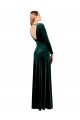 Vert foncé Trapèze Col V Velours Stretch Longue Robes demoiselle d'honneur / Robes de bal