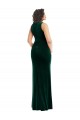 Vert foncé Trompette Col Carré Velours Stretch Longue Robes demoiselle d'honneur / Robes de bal