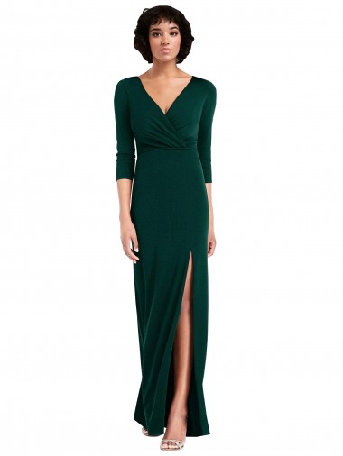 Vert foncé Trompette Col V Spandex Longue Formelles Robes demoiselle d'honneur / Robes de soirée / Robes de bal