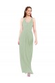 Vert fumée Fourreau Col V Mousseline Longue Robes demoiselle d'honneur