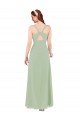 Vert fumée Fourreau Col V Mousseline Longue Robes demoiselle d'honneur