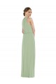 Vert fumée Trapèze Col Haut Mousseline Longue Robes demoiselle d'honneur