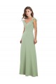 Vert fumée Trapèze Mousseline Longue Robes demoiselle d'honneur