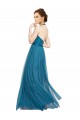 Vert sarcelle Trapèze Licou Col Haut Tulle Longue Robes demoiselle d'honneur