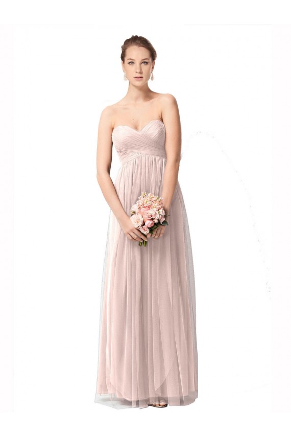 Vintage Rose Trapèze Tulle Longue Robes demoiselle d'honneur