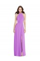 Violet Trapèze Licou Mousseline Longue Formelles Robes demoiselle d'honneur / Robes de soirée