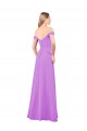 Violet Trapèze Épaule Dénudée Mousseline Longue Robes demoiselle d'honneur